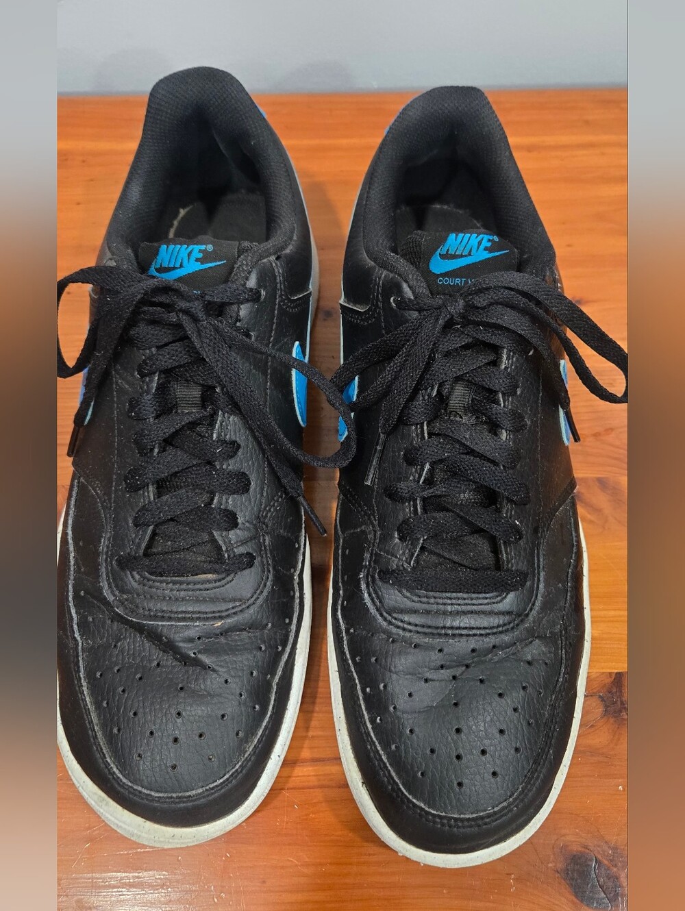 Nike Court Vision Low Black Blue Sneakers Men's Size 10